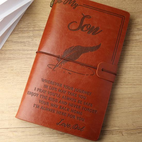 Journal Notebook Loose-Leaf Refillable Faux Leather Cover with Elastic Strap