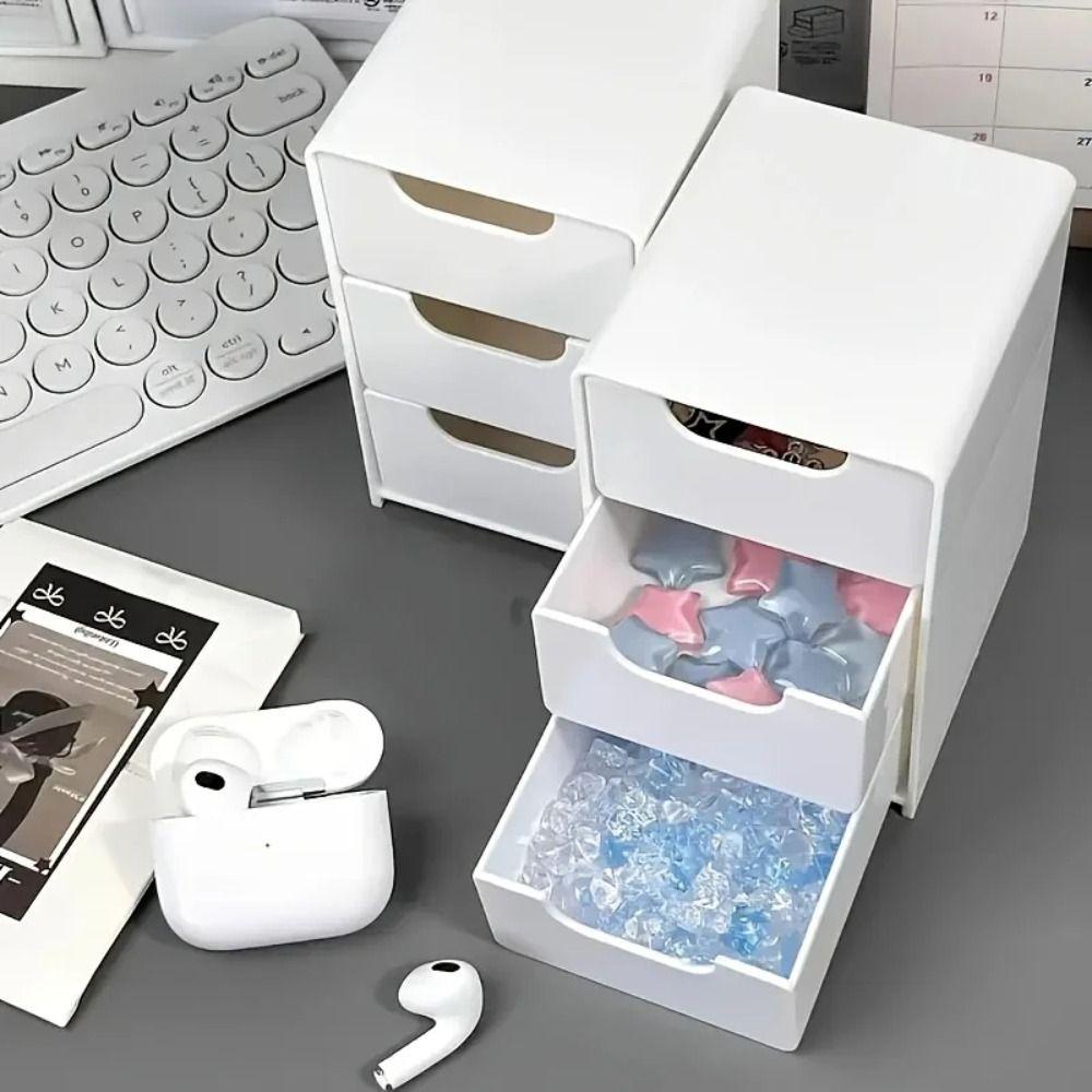 3-Tier Desktop Storage Box Mini Drawer Style Jewelry Box Large Capacity Cosmetics Organizer