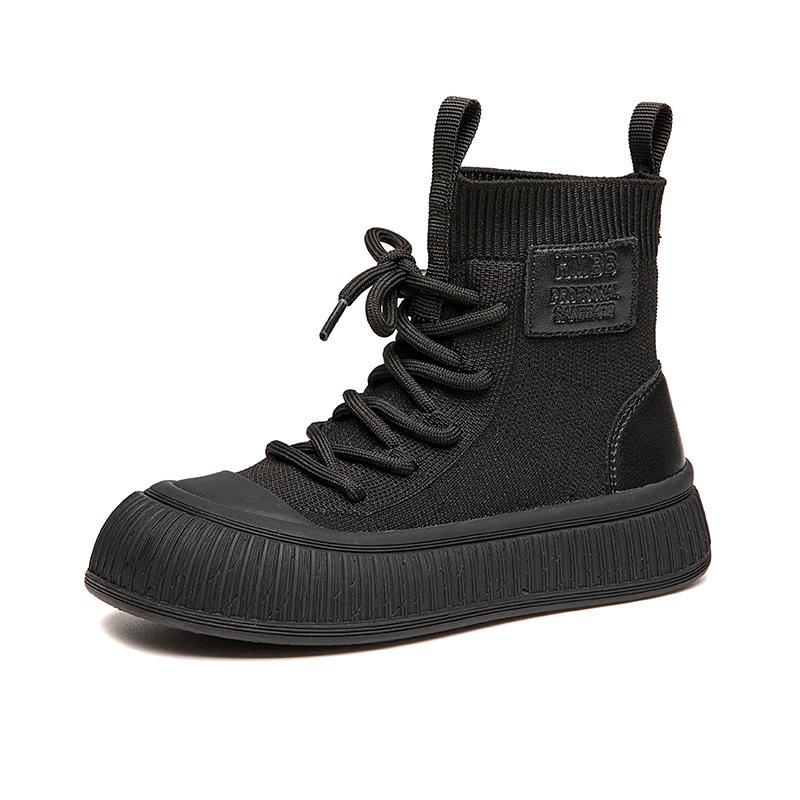 Kinderschuhe, Kinderstiefel, Herbst 2024 neue gestrickte Socken im Western-Stil, Sportschuhe für Jungen, bequem und rutschfest