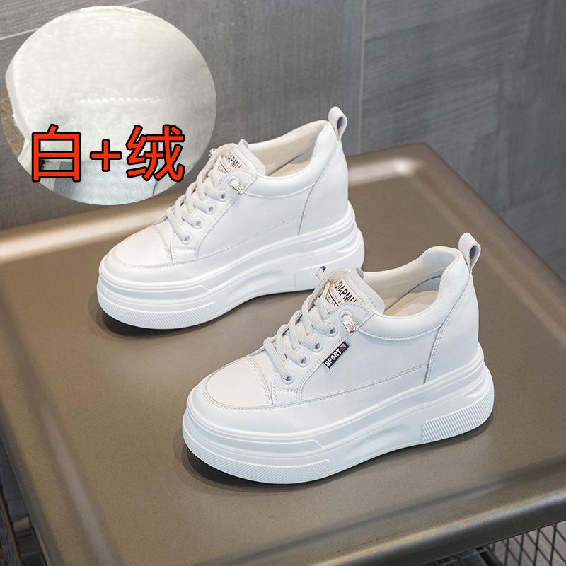 A96 spring and autumn new thick-soled wedge heel 10 cm heel height small inner height increase casual low-top white shoes children