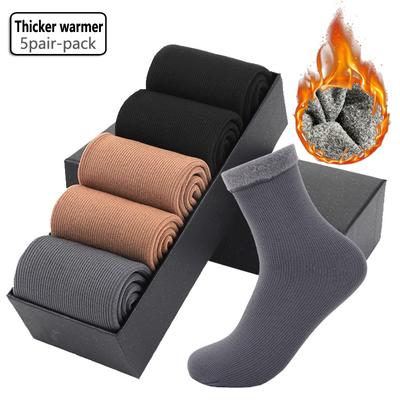 5 Pairs-pack New Men's Keep Warm Socks Thicken Plus Velvet Sock Autumn Winter Snow Socks Men Cold Socks