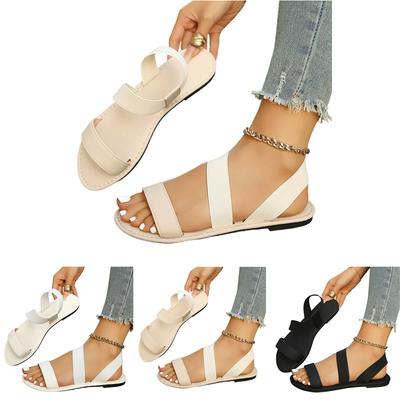 Women's Fashion Plus Size Flat Sandals with Wide Straps Open Toe Casual Summer Footwear for Everyday Wear and Outdoor Activities
