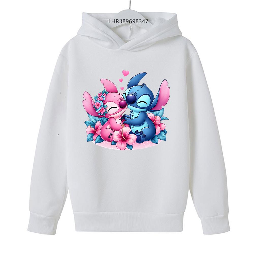 Children's Stitch Hoodies Tops 3-12 Year Boy Girls Coat Casual Toddle Sweatshirr White Pink Child the Spring Autumn