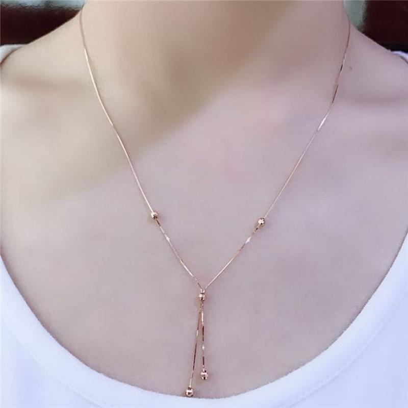 Purple Gold Rose Gold Fashionable Simple Snake Bone Fringed Necklace Color Gold Set Chain Collarbone Chain