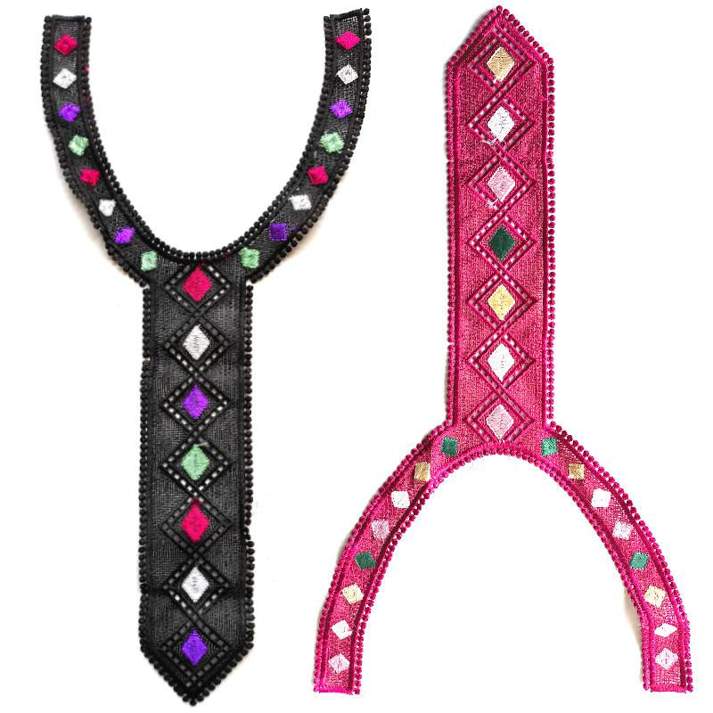 Color Embroidery Lace Collar Piece Personalized Tie Shape Heavy Industry Embroidery Fake Collar Clothing Corsage Accessories Collar Piece