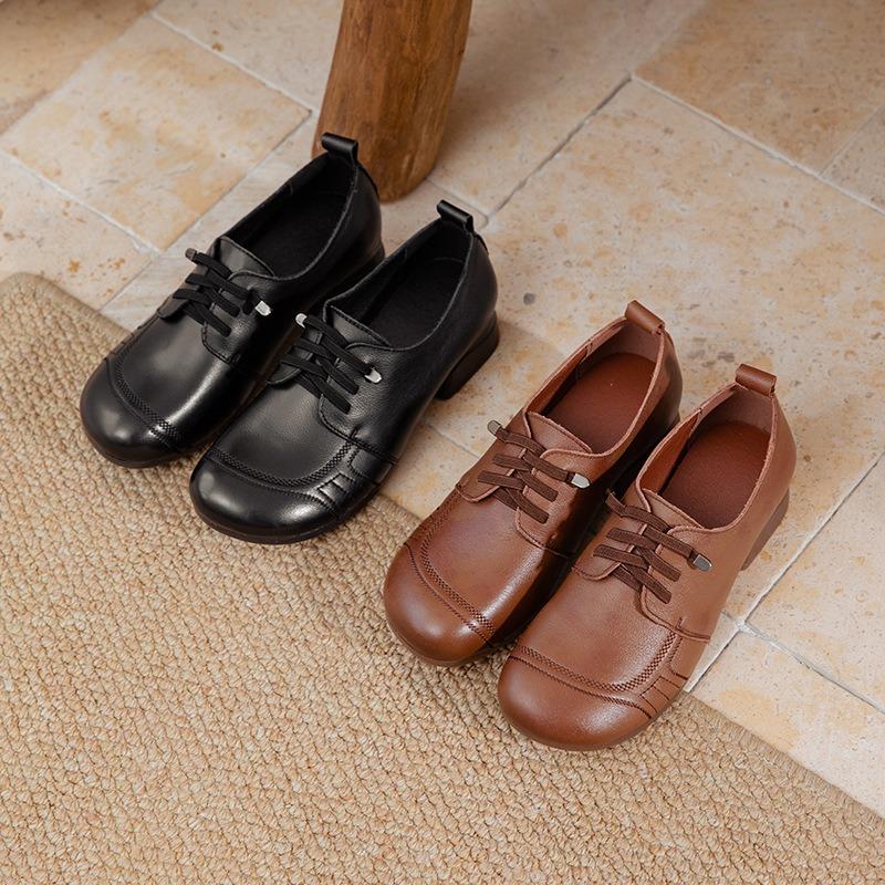 beef tendon sole mother shoes genuine leather autumn new middle-aged comfortable soft sole women's shoes versatile thick heel single shoes