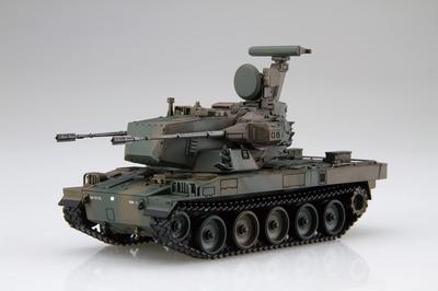 Military Series Ground Force Type 87 Gun Set with Plastic Model 1/72 No.9 EX-2 Self-Defense Self-propelled Anti-aircraft (2-car Personnel)