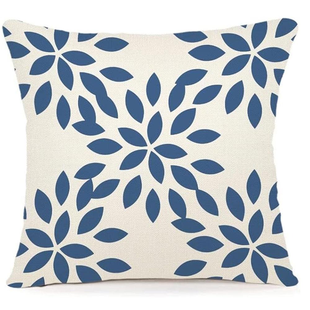 Blue - Gray Floral And Slogan Pillowcasebedroom Living Room Sofa Home Decor Polyester Cushion Cover With Zipper