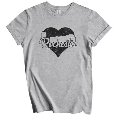 Retro Rochester Minnesota Skyline Herz Abgenutztes T-Shirt
