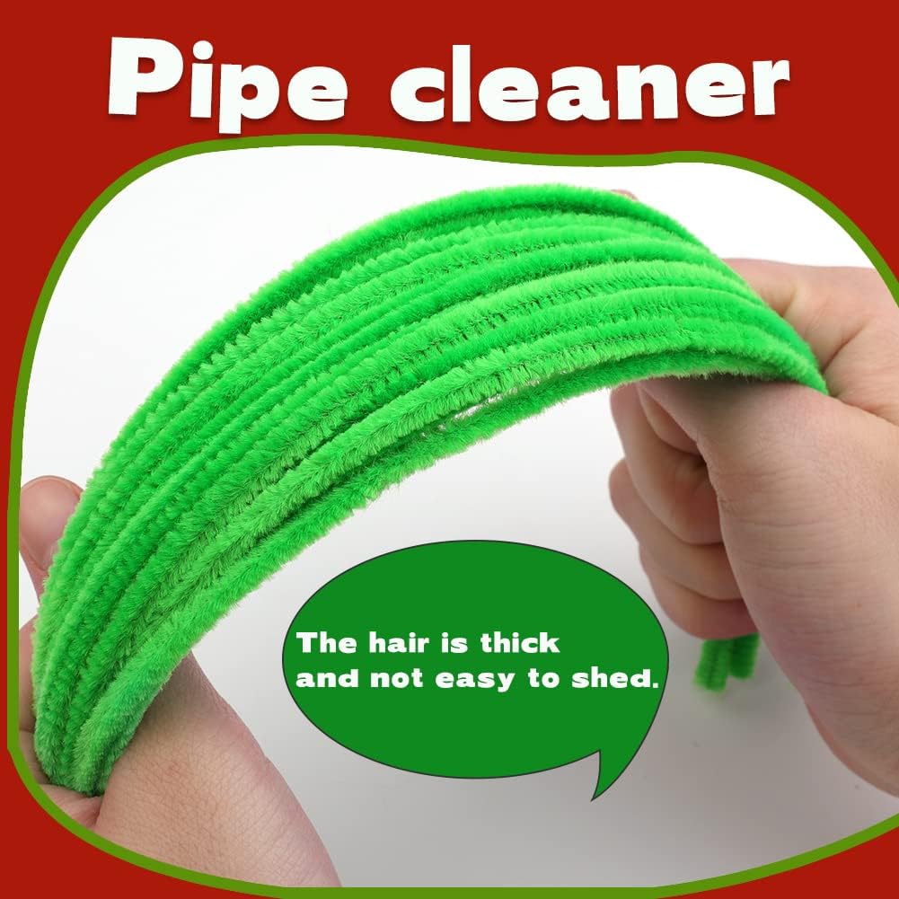 100/200/300 Pieces Pipe Cleaners Chenille Stem, Fruit Green Color Pipe Cleaners Set for Pipe Cleaners DIY Arts Crafts Decoration