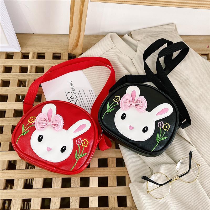 Mouse And Rabbit Shoulder Bag Adjustable Shoulder Strap Childrens Zipper Design