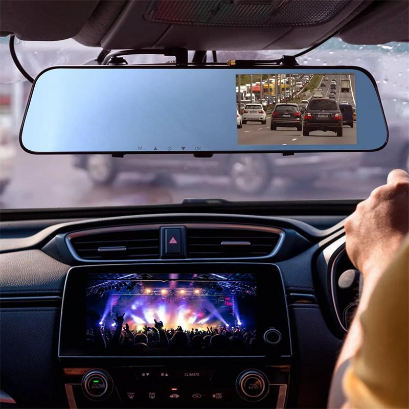 Lusterko Kamera samochodowa Full HD Nagrywanie cykliczne Rejestrator samochodowy Kamera samochodowa 4,3 cala Elektronika samochodowa Widok z tyłu Podwójny obiektyw 1080P&480P