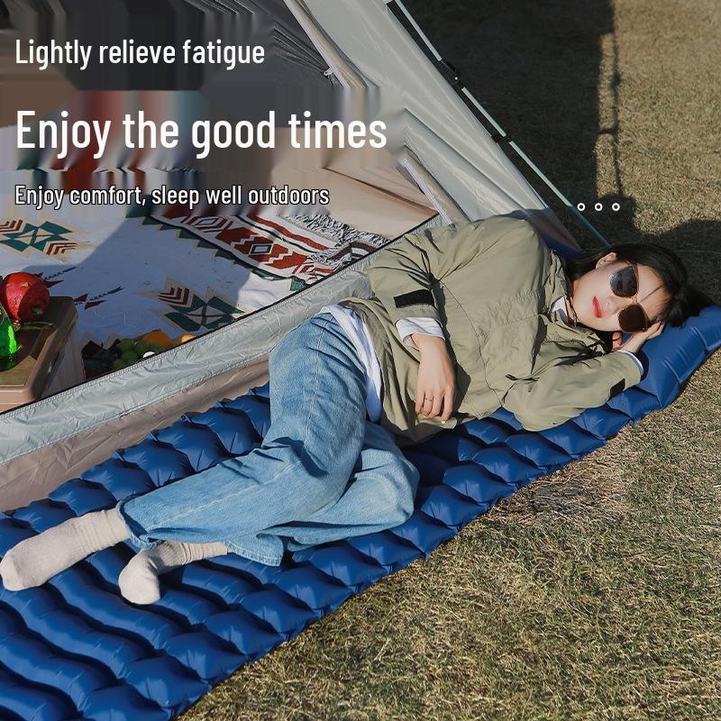 2023 Outdoor Inflatable Mat with Single Foot-Pump - Moisture-Proof, Thickened, TPU Nylon, Splicable