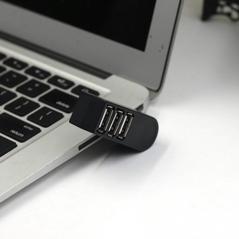 New 3 Port USB 2.0 Rotating Splitter Adapter Hub For PC Laptop Notebook Mac Mini
