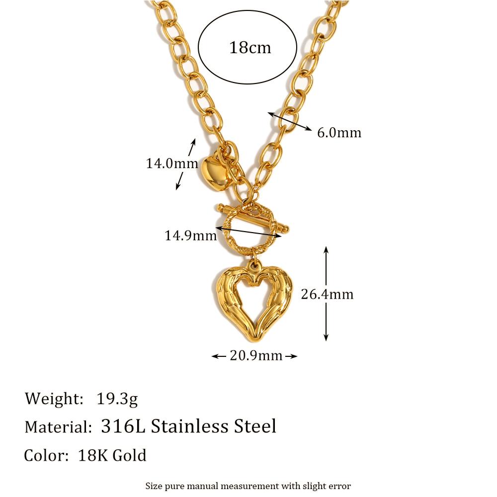

MamacitaSlay 18K Gold Plated Stainless Steel OT Buckle Heart Pendant Necklace Party Creative Waterproof Jewelry High Quality золотий