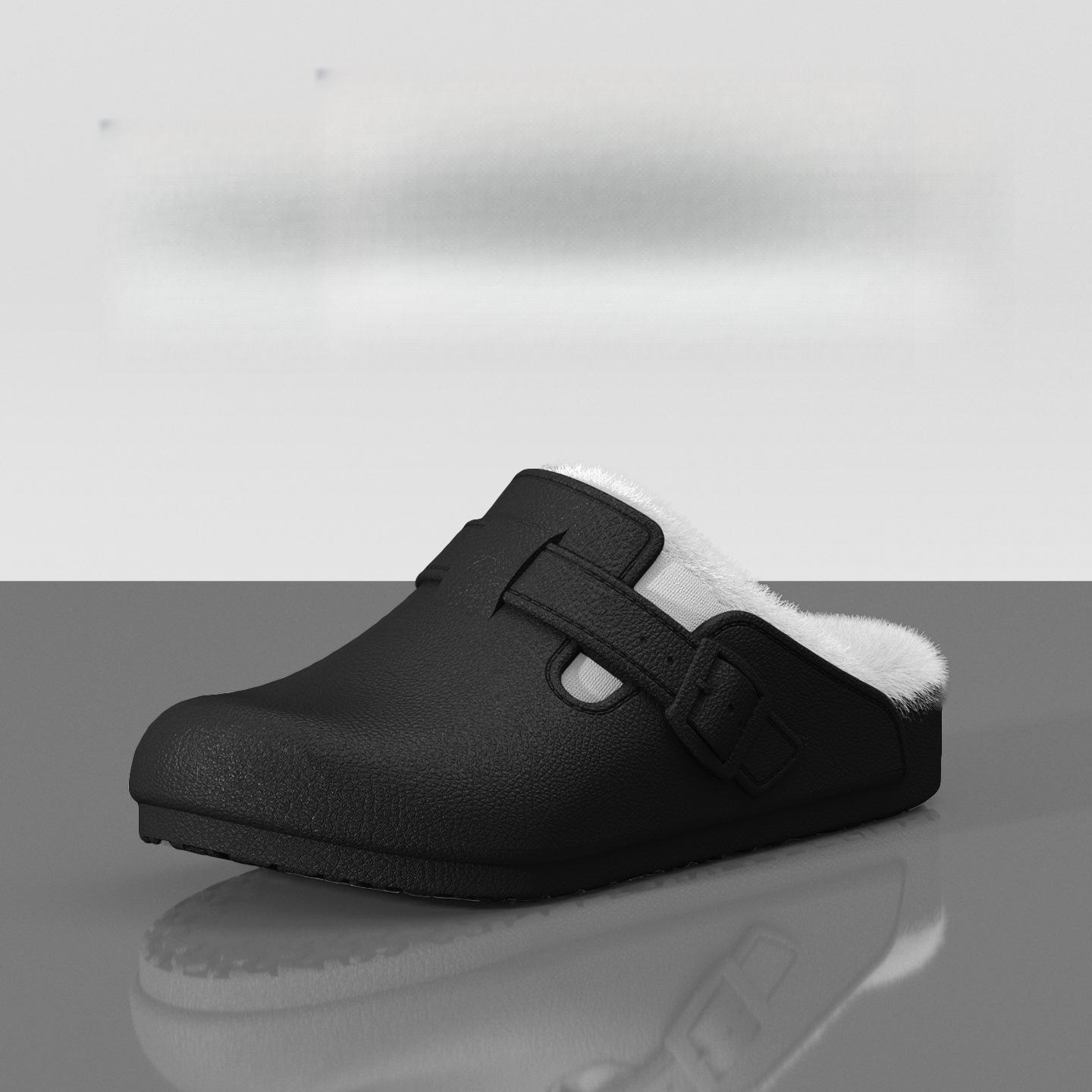 

Водонепроницаемые шлепанцы Birkenstock из ЭВА для мужчин и женщин, осенне-зимние уличные с толстой подошвой, нескользящие, с флисовой подкладкой, теплые домашние с закрытым носком, хлопковые 46-47 чёрный