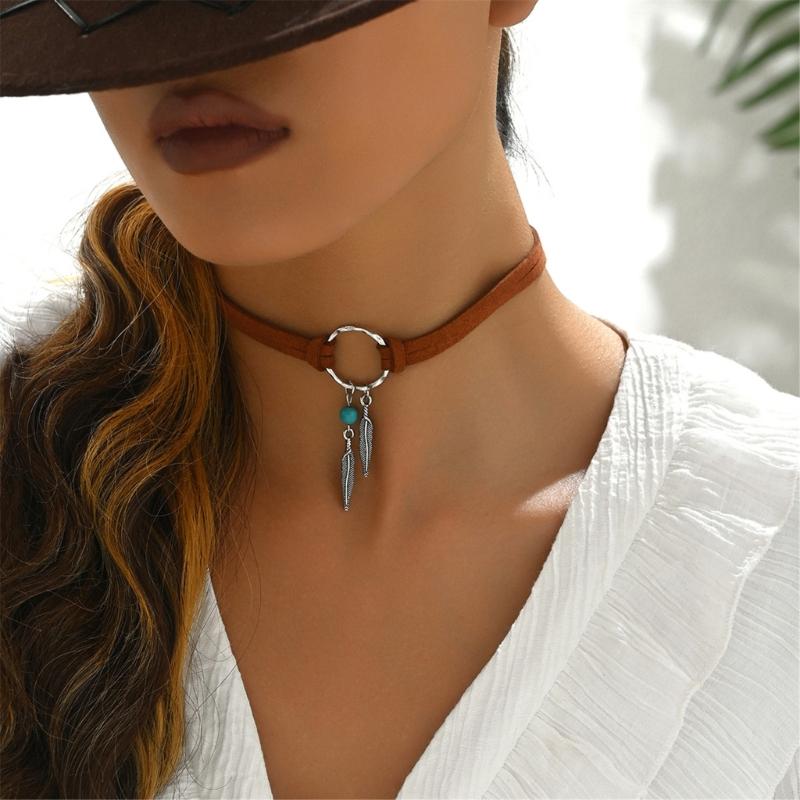 Elegant Modifiable Marine Sphere Necklace With Thin Faux Leather Cord For Stratified Jewelry Appearance