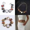 Trendy Geometric Pendant Necklace And Bracelet Combo For Females With Stylish Alloy Finish