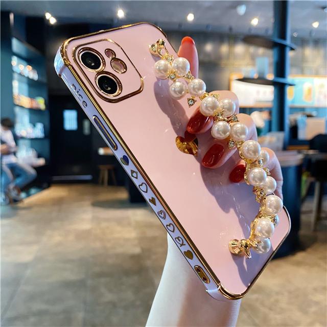 

Роскошный модный чехол с жемчужным браслетом и покрытием для iPhone 14 12 Mini 13 11 Pro Max X XR XS 7 8 Plus SE SE, бампер, чехол For iPhone 14 Pro
