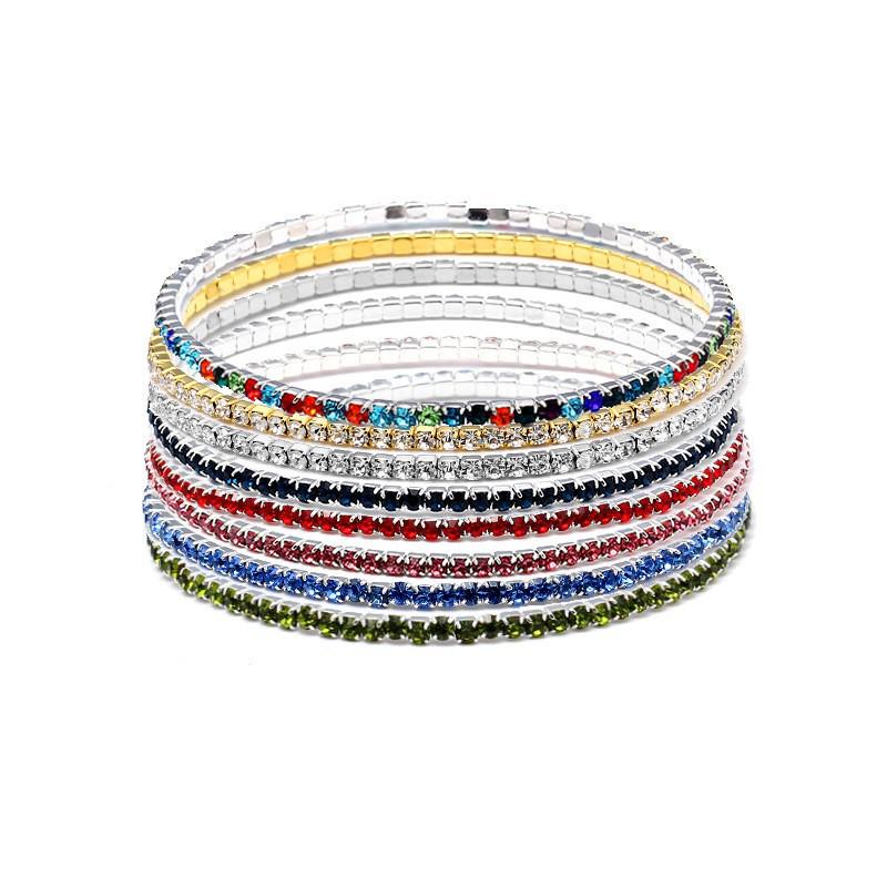 European & American Style Colorful Zircon Diamond Elastic Tennis Bracelet