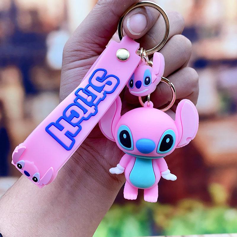 Porte-clés Poupée Stitch Dessin Animé Pendentif Sac d'École Mignon Couples Homme et Femme Porte-clés de Voiture Pendentif Créatif