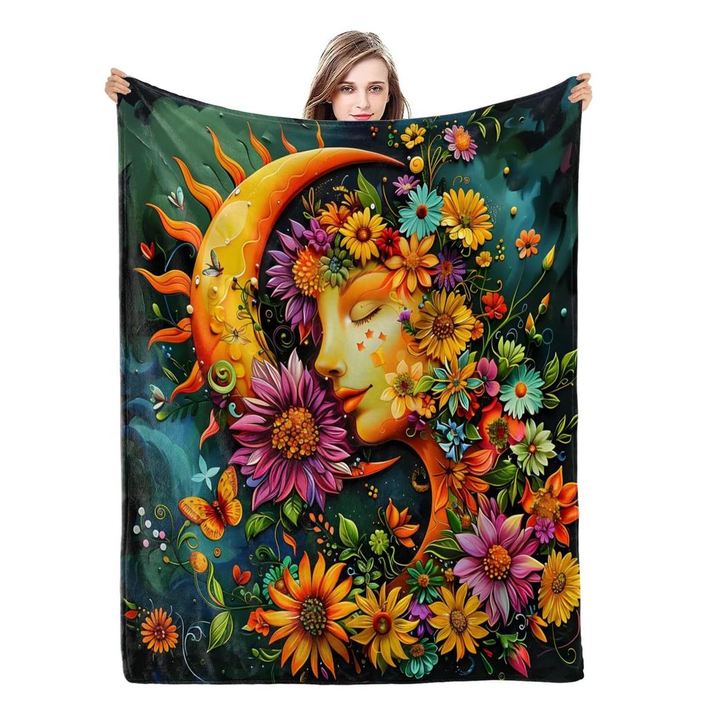 Dream Sun Moon Blanket Bohemian Home Bedroom Decor Blanket Flannel Blanket