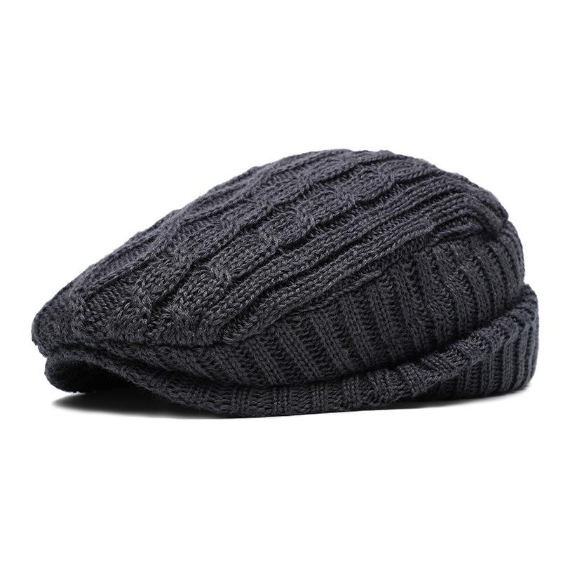 Autumn and Winter Knitted Woolen Hats Beret Caps Women Versatile Forward Hats Ear-protecting and Fleece Warm Men's Baseball Caps