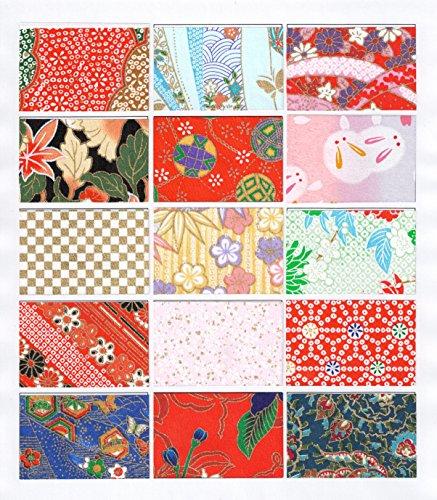 Washi Kawasumi Chiyogami Yuzen Washi Large Size 38.5 x 53 cm 15 Designs (1 sheet each) 15 sheets per pack Set A
