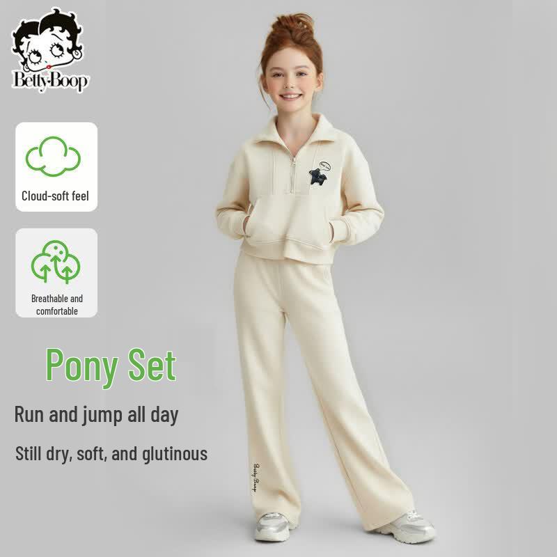 Betty Girls Fashion Casual Lapel Sweatshirt Two-piece Set 170