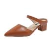 Wearing Cool Slippers Outside, Women's Summer New Baotou Half Slippers, Medium Heel Pointed Thick Heel Sandals