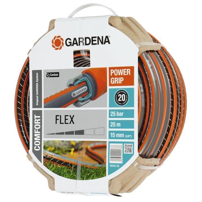 GARDENA Tuyau D'arrosage Comfort FLEX – Longueur 25m – Ø15mm – Anti Nœud Et Indéformable – Garantie 20 Ans (18045-26)