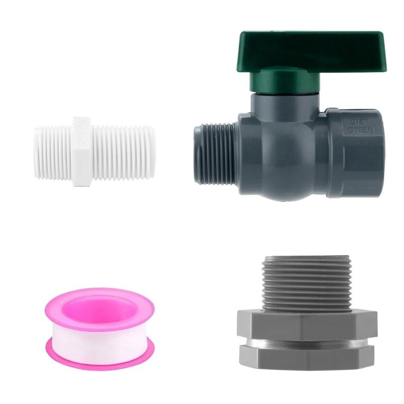 Complete Rain Barrels Spigot Faucet System 2 PVC Ball Valves Garden Hose Connectors For Rainwater Collection Harvesting
