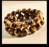 Natural Tiger Eye & Black Agate Stone Bracelet for Men, Women, and Girls - Round Beads Friendship Gift