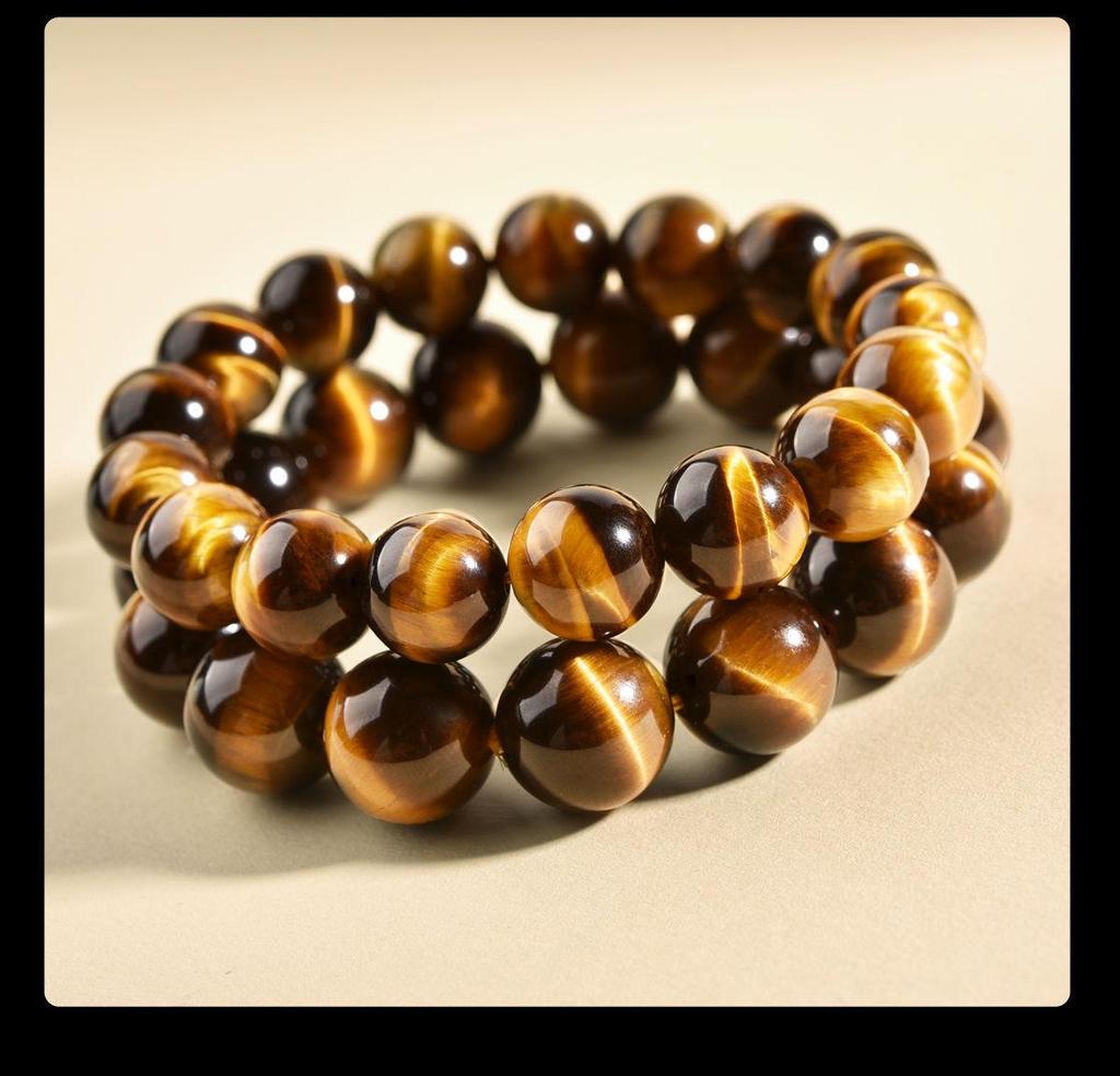 Natural Tiger Eye & Black Agate Stone Bracelet for Men, Women, and Girls - Round Beads Friendship Gift