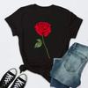 Women Rose Print Black T Shirt Female 2026 Valentine New Tshirt Fashion Short Sleeve Tee Tops Harjauku Cute Tshirt Graphic Y2K