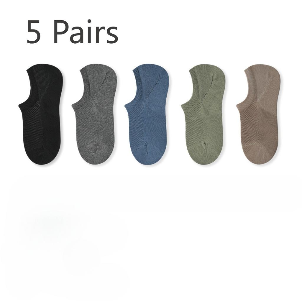 5 Pairs of Men's Summer Thin 7A Antiseptic and Deodorant Cotton Sweat Absorber Mesh Can Not Fall Off The Heel Socks