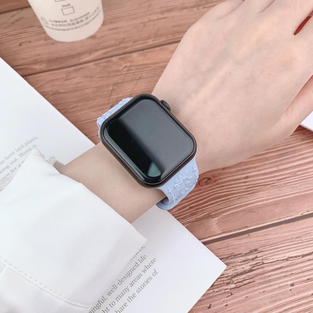 Engraved Strap for Apple watch band 45mm 44mm 42mm 49mm 40mm 41mm Silicone Bracelet Correa iWatch Series 8 9 7 6 5 4 3 Ultra SE