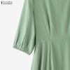 ZANZEA Women Casual Square Collar Summer 3/4 Sleeve Dress