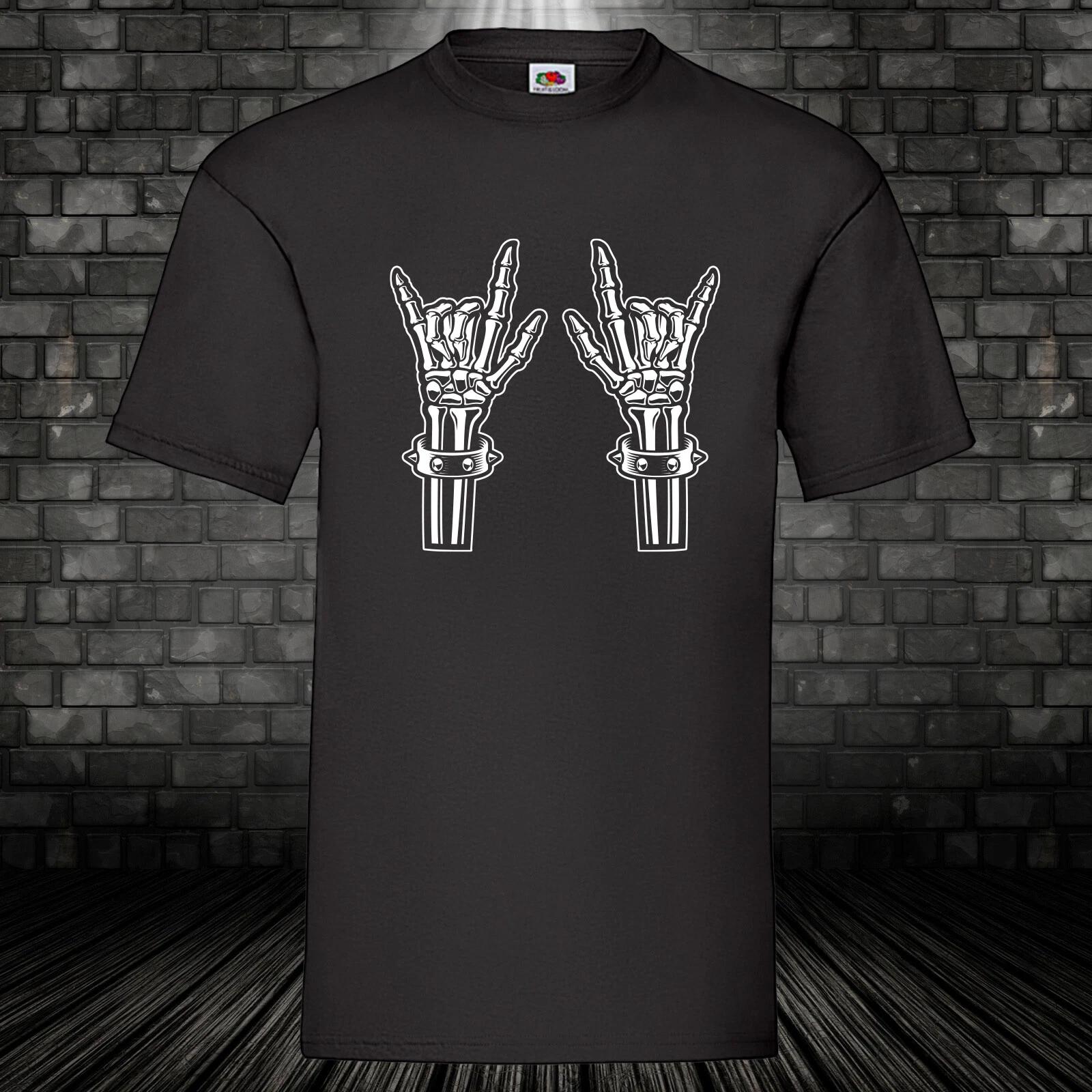 Rock n Roll T-Shirt Rock Skull Shirt Gift Music Skeleton Hand Cult S - 5XL XXXL