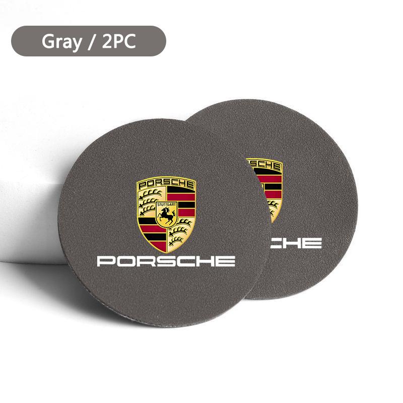 2PC Luxury Car Coaster Water Bottle Cup Holder Mat Anti-slip Pad For Porsche Cayenne Panamera Macan 911 718 918 Taycan Boxster