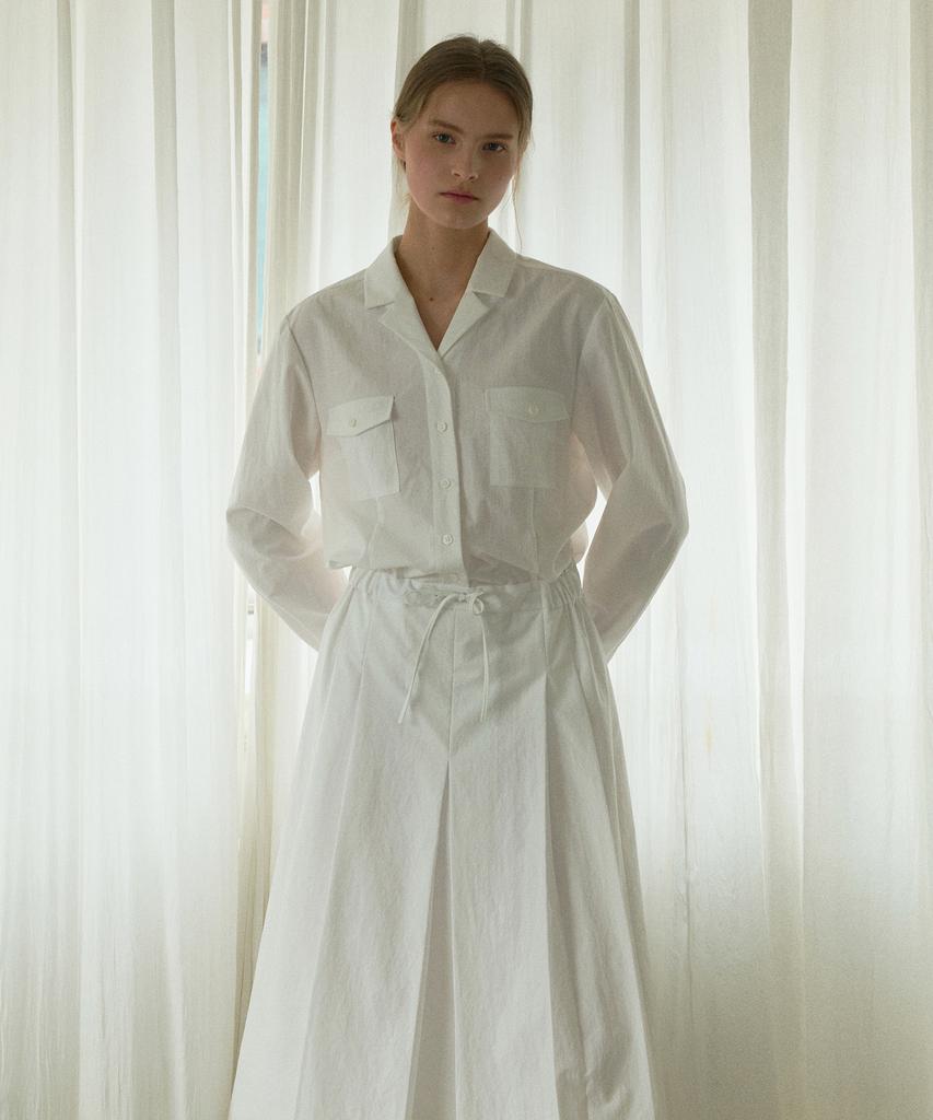 Otte Pleats Shirt-Dress_White