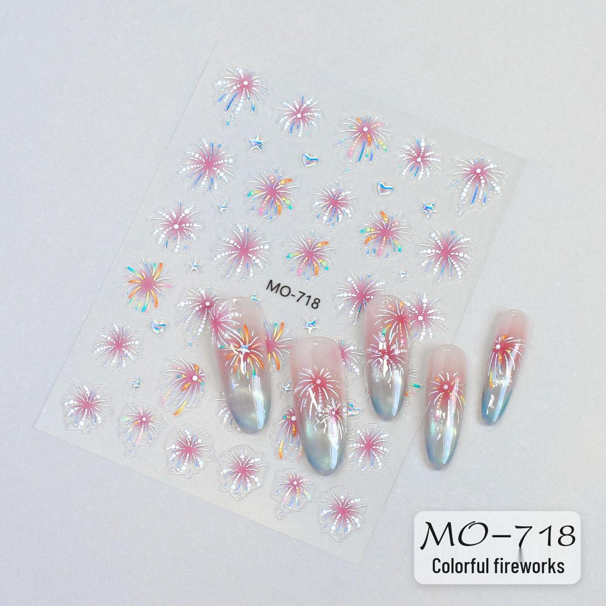 3D Iridescent Gold Fireworks Nail Stickers - Christmas & New Year Nail Art Decorations