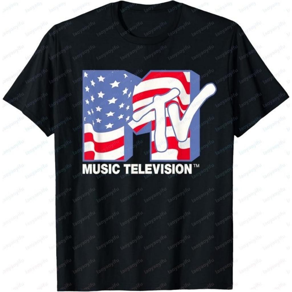 MTV Classics Tee Americana Flag Graphic TShirt Classics Retro Solidarity Apparel Independence Day Mens Tops Hot Sale Camisetas