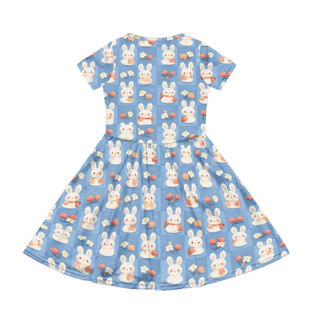 Girl Summer Dress Color & Print Short Sleeve Dress With Pocket Casual Dress Shorts Sleeve Party Dress Easter Day
