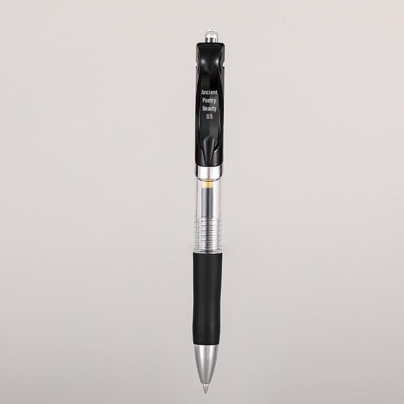 K35 Clickable Neutral Pen, Red/Black/Blue, Steel Nib, 0.5mm Bullet Tip, Signature/Office/Student Use.