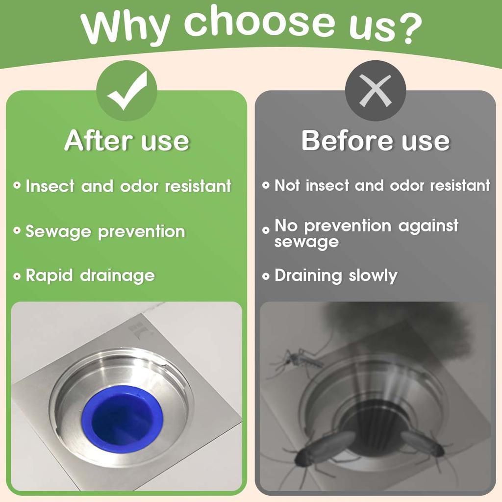 Floor Drain Deodorizer with Silicone Core, Universal Anti Odor Sealing Cap for Bathroom Sewers, and Drain Pipe