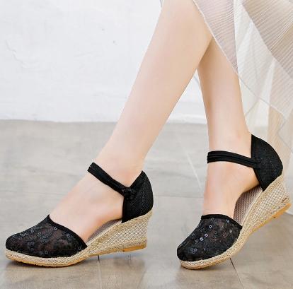 Heeled Sandals Women Wedges Espadrilles Summer Shoes Ladies Comfort Casual Closed Toe Sandal Pumps Heels Party Shoes Footwear