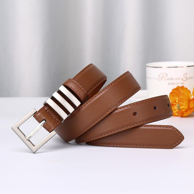 Women'S Leather Belt Women'S Korean Version Of Simple Fashion Trend Versatile Personality Pure Cowhide Pin Buckle Decorative Belt