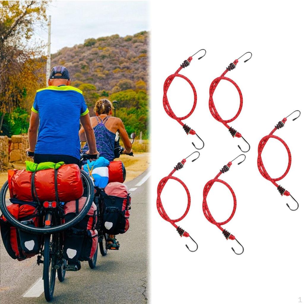 5 Pieces Bungee Cords with Hooks Bike Rear Seat Straps Mixed Colors Rubber Elastic Tie Downs