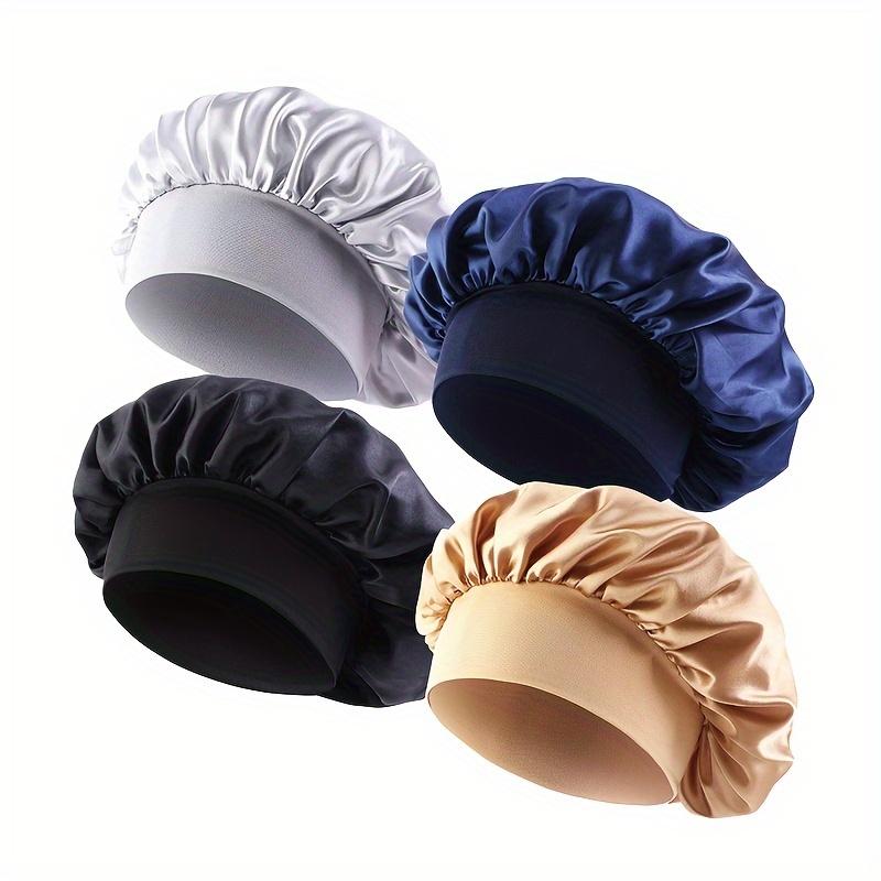 Elegant Hats Satin 4set Solid Color Hair Hats Elastic Headscarves Bath Hats Light And Soft Sleeping Nightcaps Ladies Daily Use